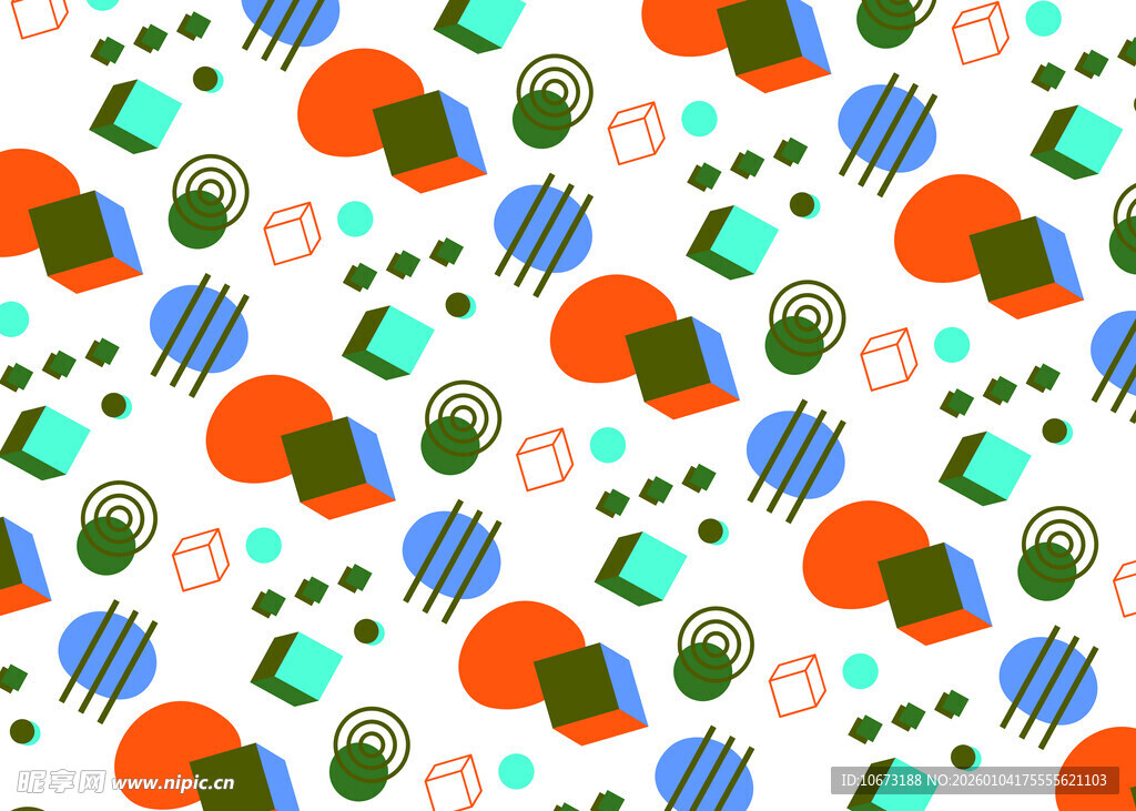 多彩几何图案无缝背景图