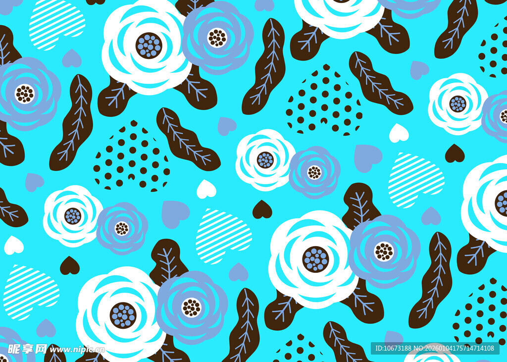 蓝调花卉几何图案纹理