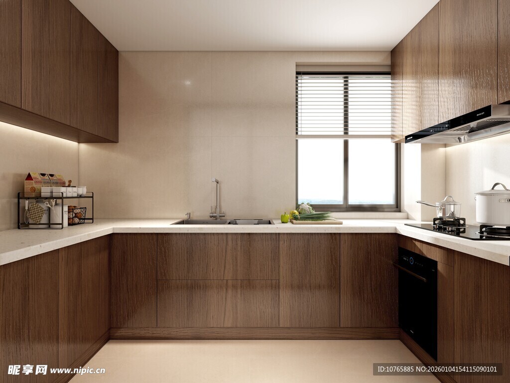 现代原木风开放式厨房