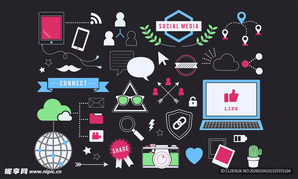 多彩社交媒体相关图标集合