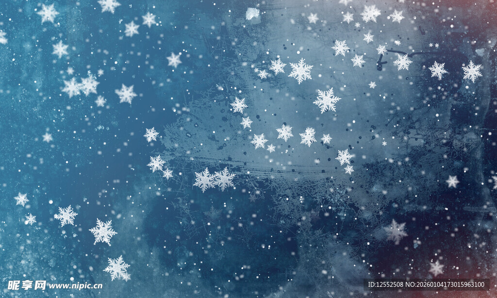梦幻蓝色雪花背景图