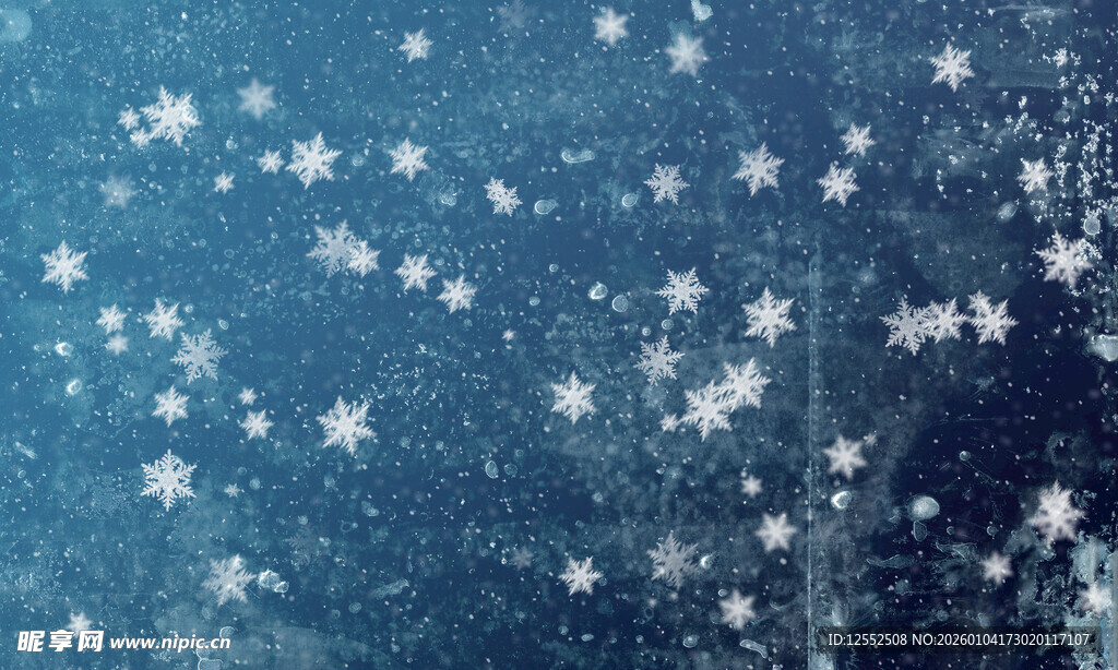 梦幻蓝色雪花背景图