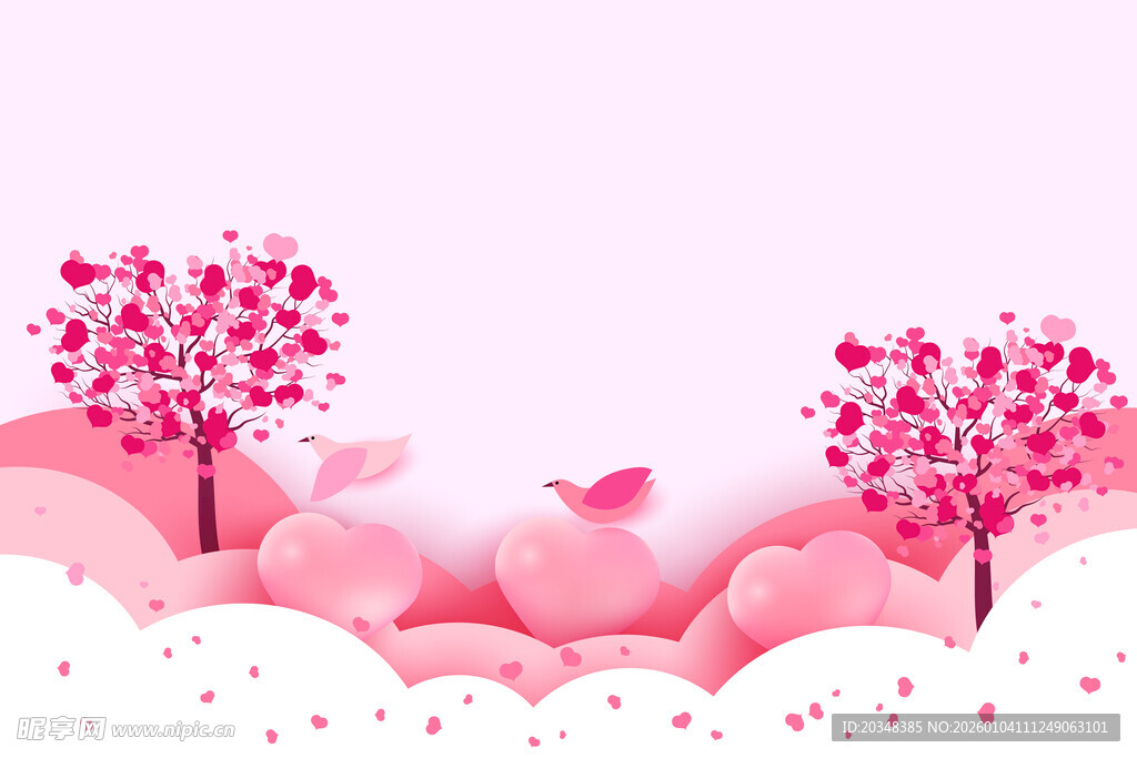 浪漫粉色爱心树