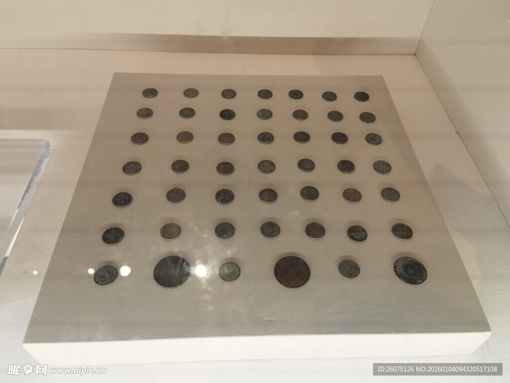 博物馆内钱币展示