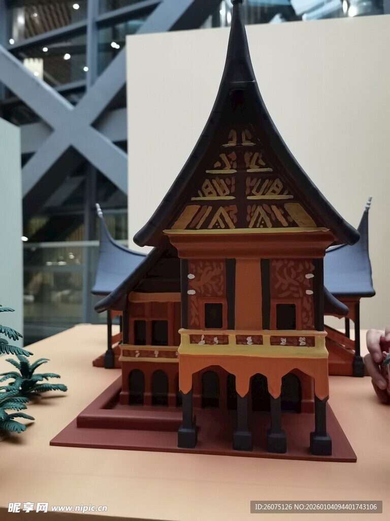 传统木质古建筑模型展示