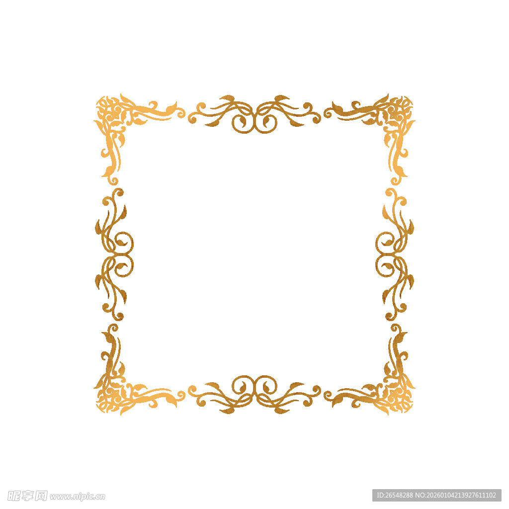 金色华丽装饰性方形边框