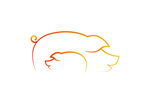 简约线条勾勒的小猪LOGO