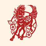 剪纸风奔腾骏马图案