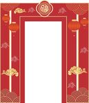中式红色喜庆门框拱门装饰图