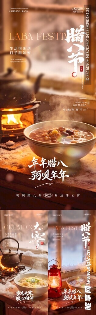 腊八节大寒场景海报