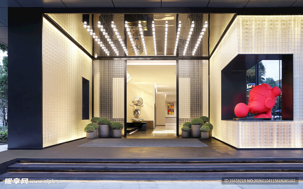 现代豪华室内玄关场景