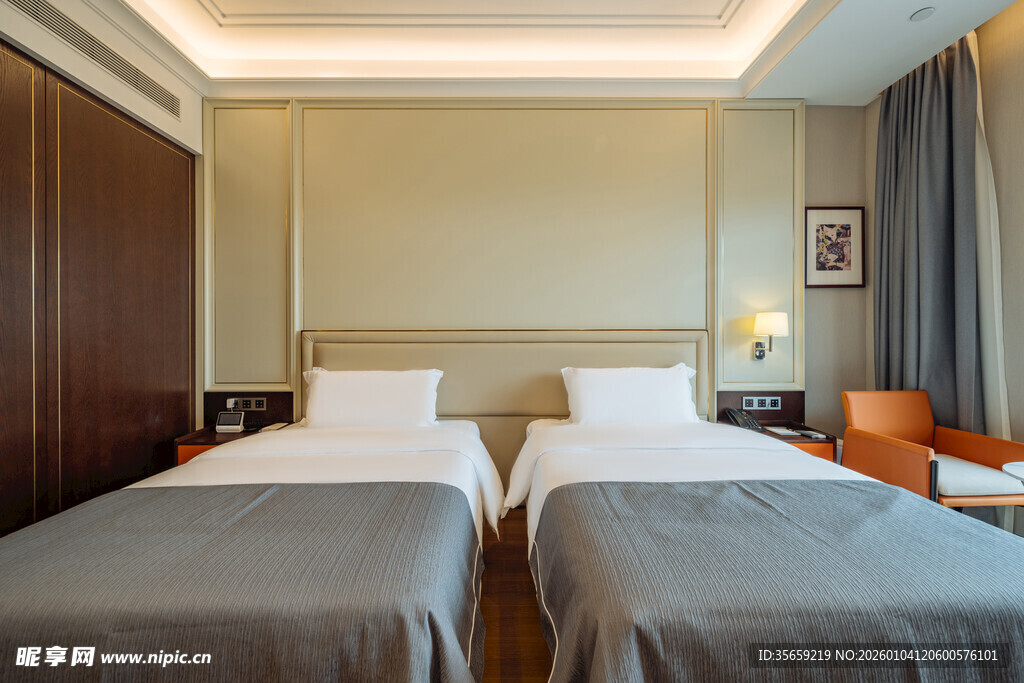 现代简约风格双床酒店客房