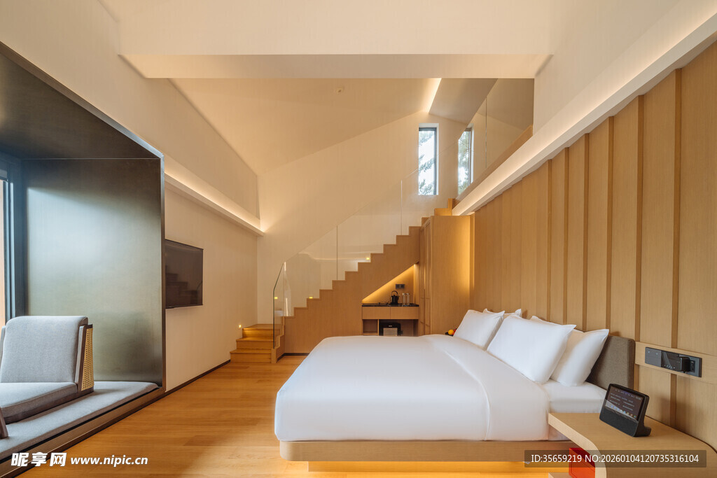 现代简约风卧室与楼梯设计