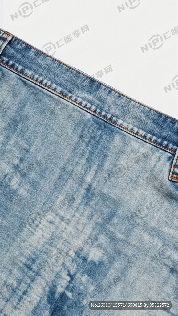 浅牛仔晕染扎染水洗纹理