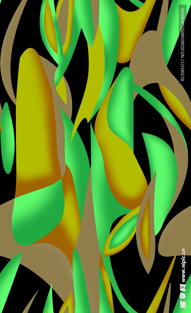 抽象动感黄绿线条图案