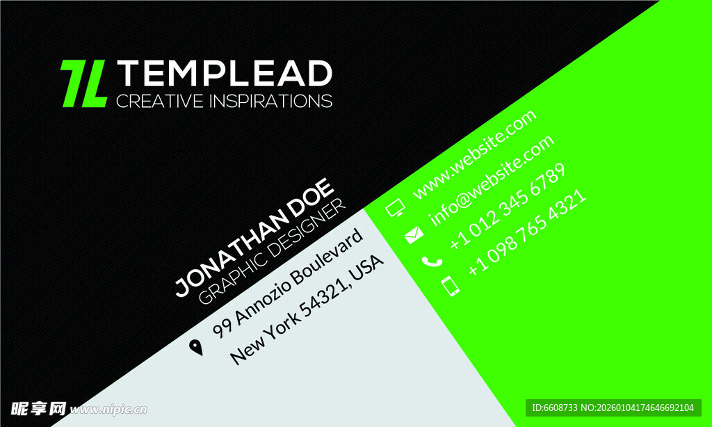 绿色黑底名片设计模板