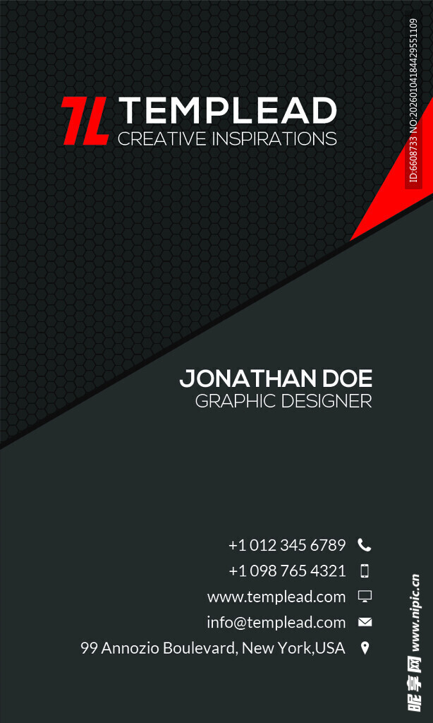 黑色商务风个人名片模板