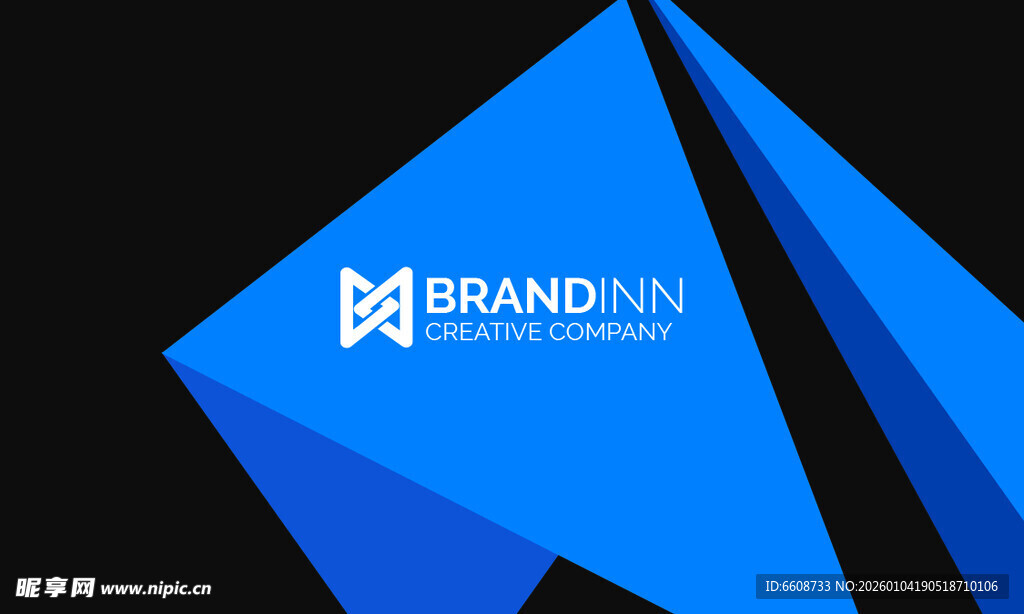 蓝色几何品牌标志设计