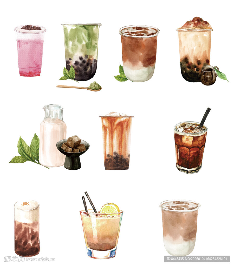 多样美味饮品集合展示