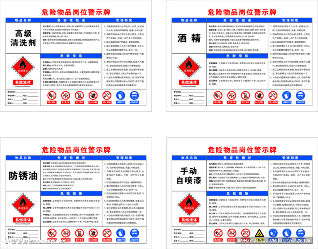 危险物品岗位警示牌