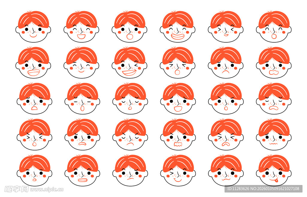 红发卡通头像图案集合