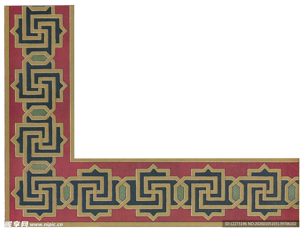 中式传统花纹L形装饰图案