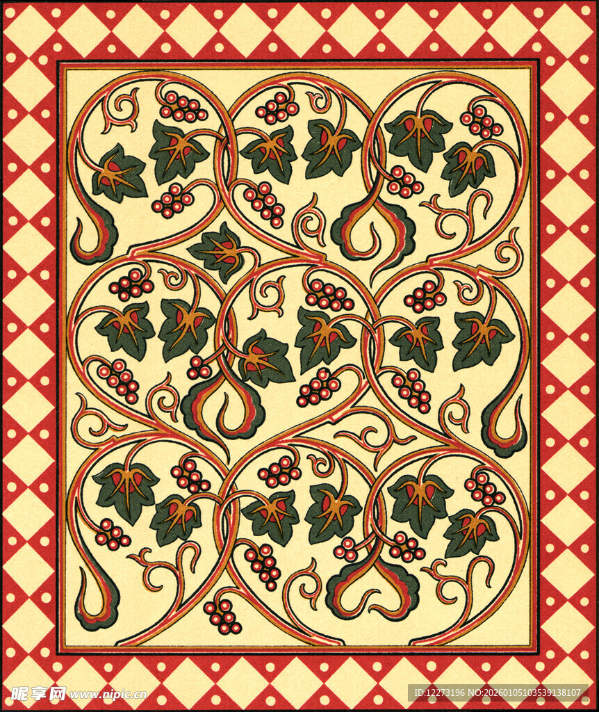 传统花卉图案精美地毯