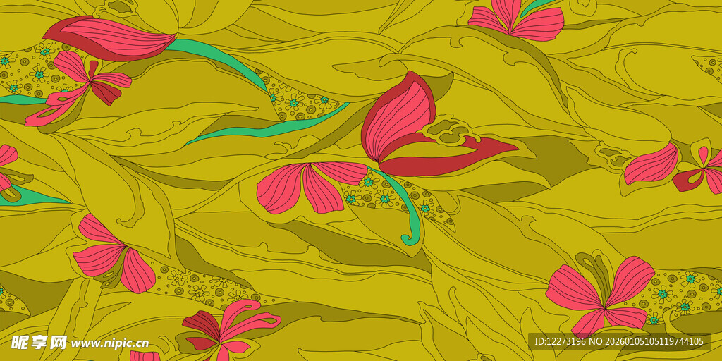 花卉蝴蝶图案背景纹理