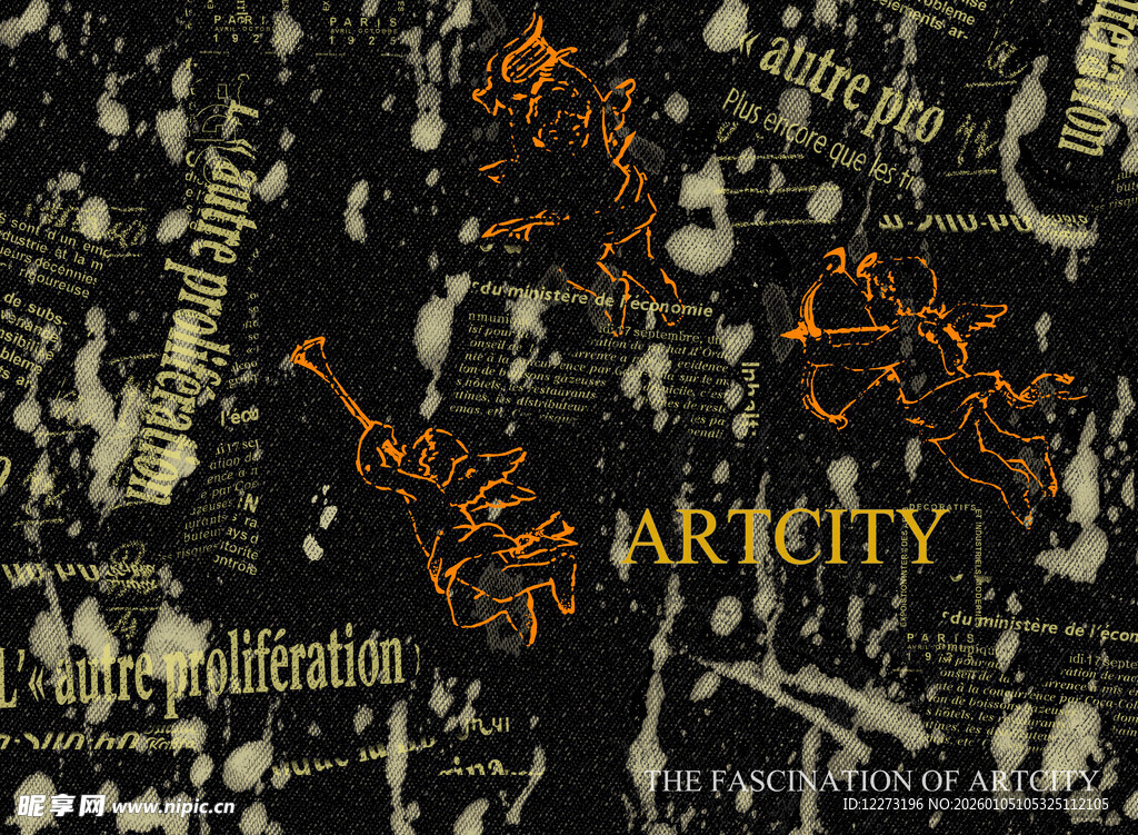 复古风城市元素图案设计