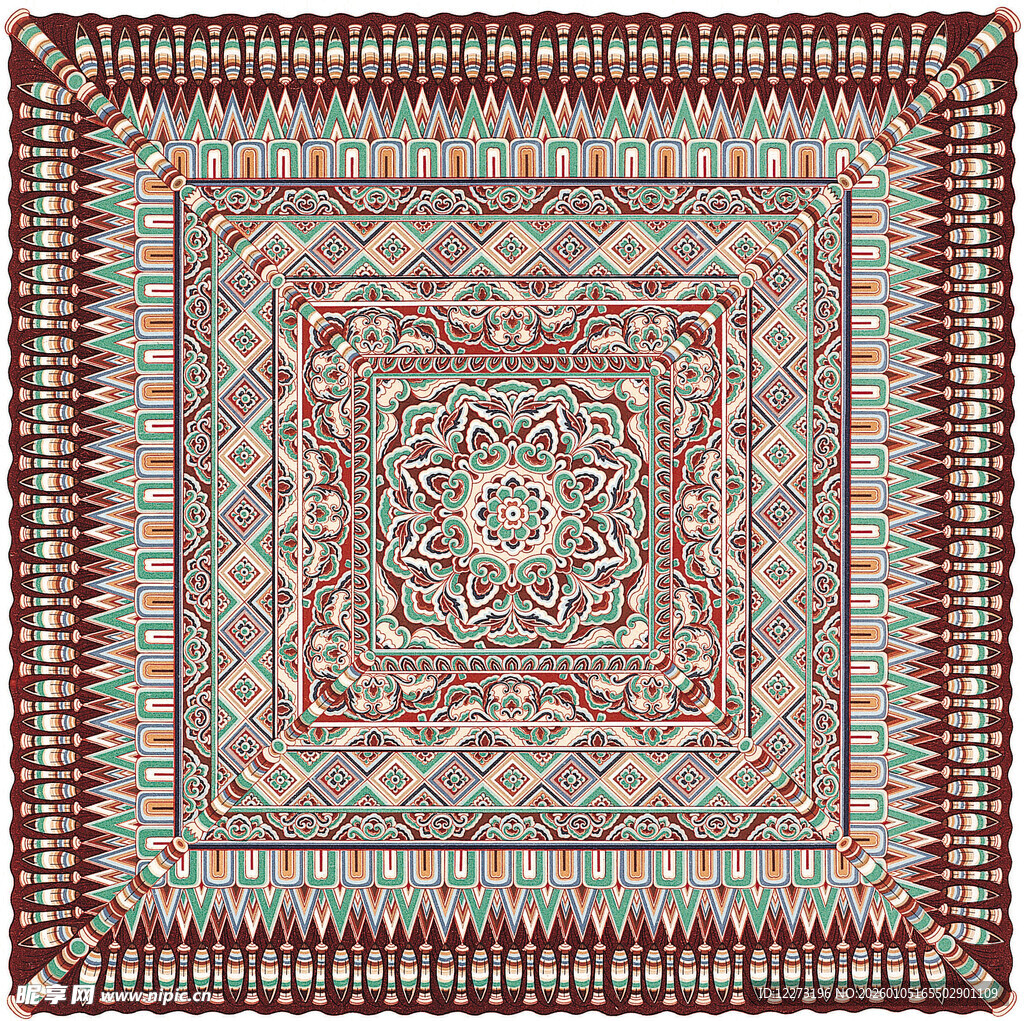 民族风几何图案精美地毯