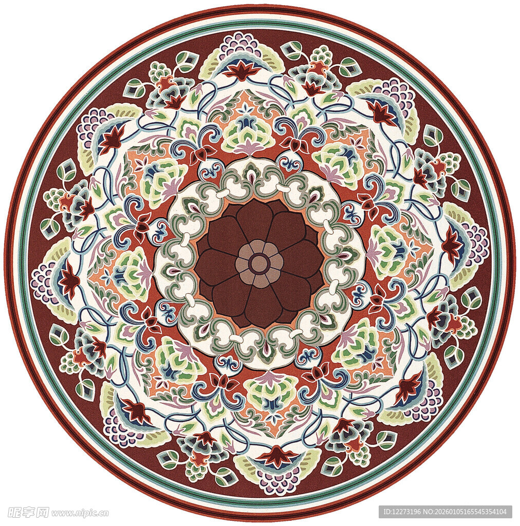 精美传统圆形花纹图案