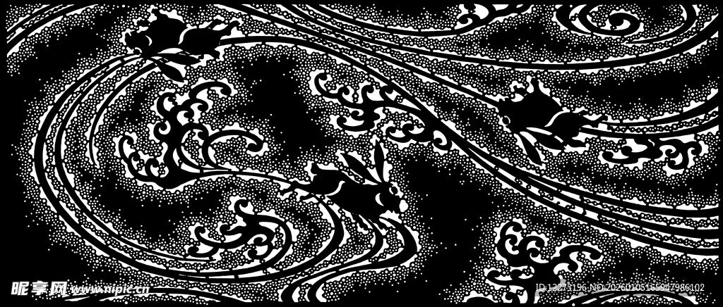 黑白抽象线条艺术图案