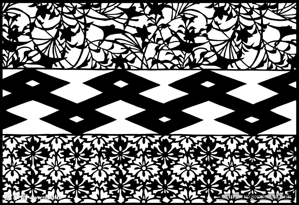 黑白几何花卉图案集合