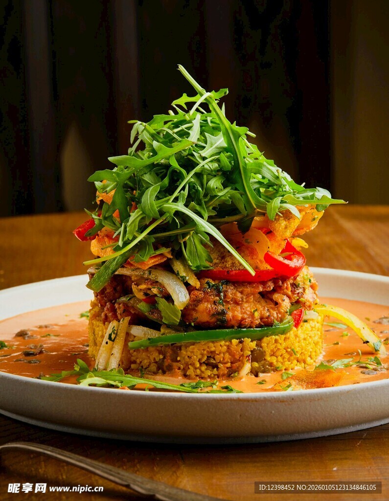 美味蔬菜堆叠创意美食