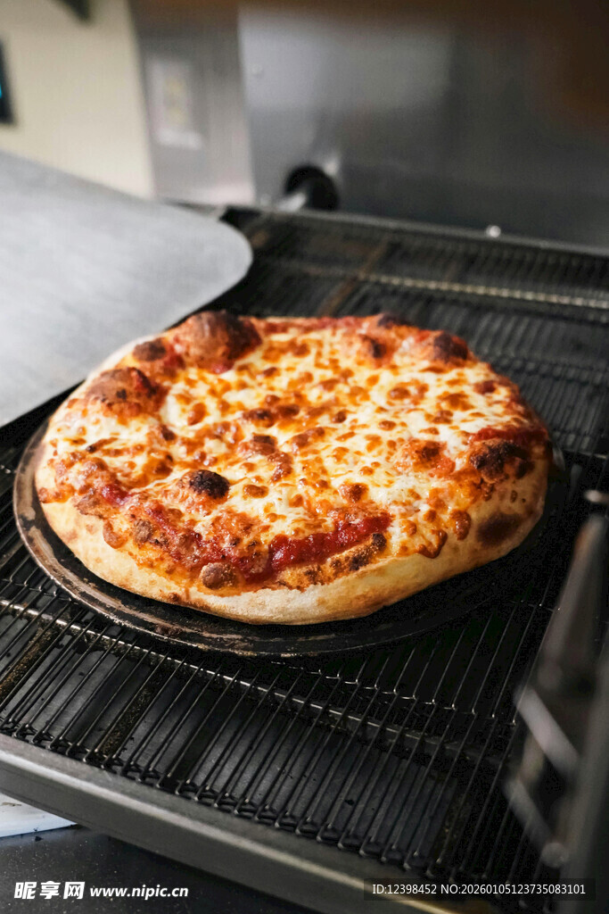 烤箱中美味的芝士披萨