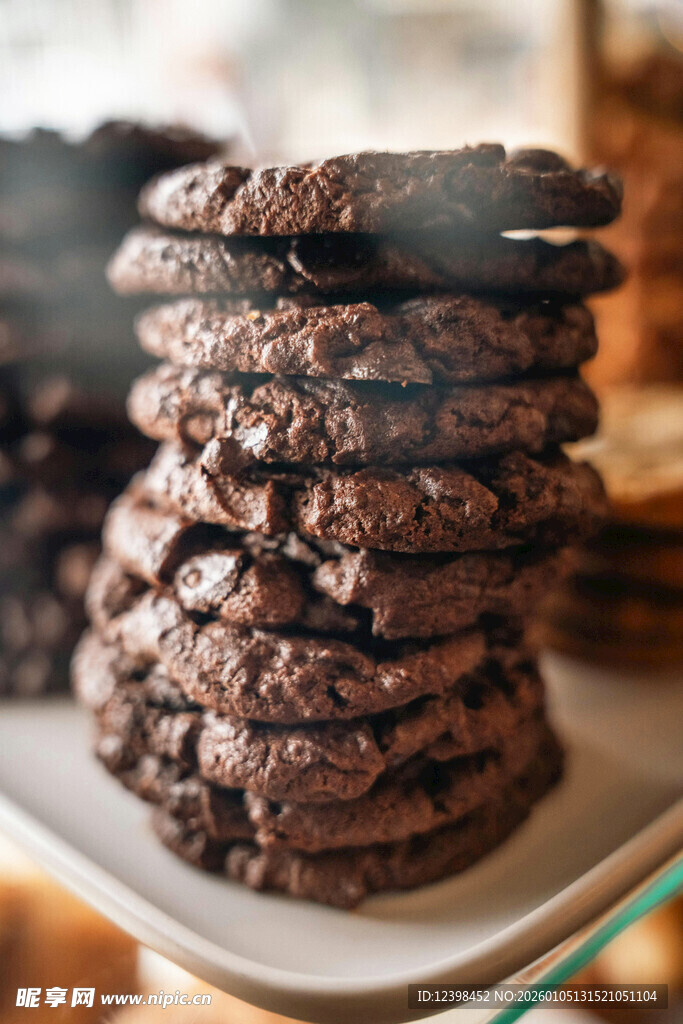 美味巧克力曲奇堆叠