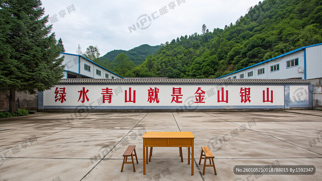 蒿店林场场部院子 一张桌子