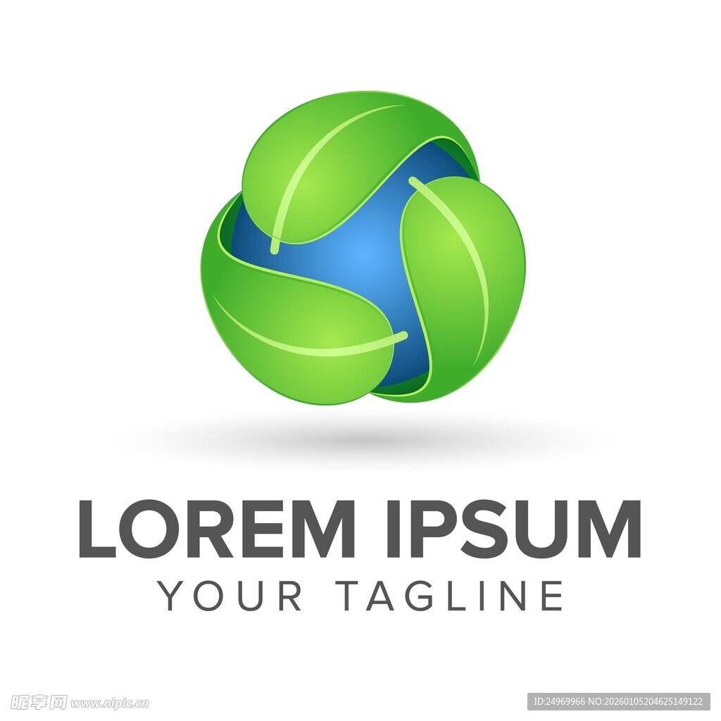 绿叶环绕的简约logo设计