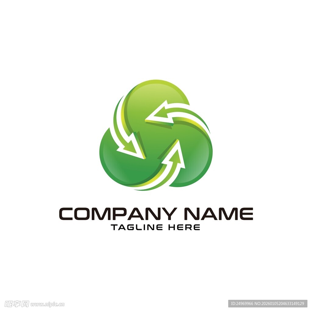 绿色循环箭头企业标志