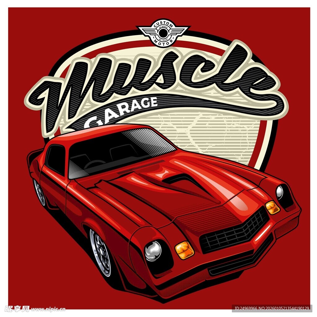 红色肌肉跑车标志设计