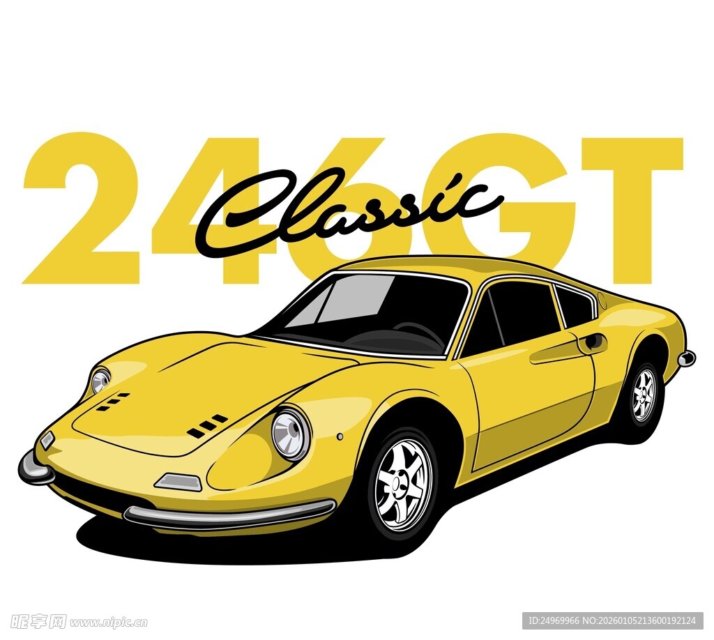 经典黄色保时捷跑车