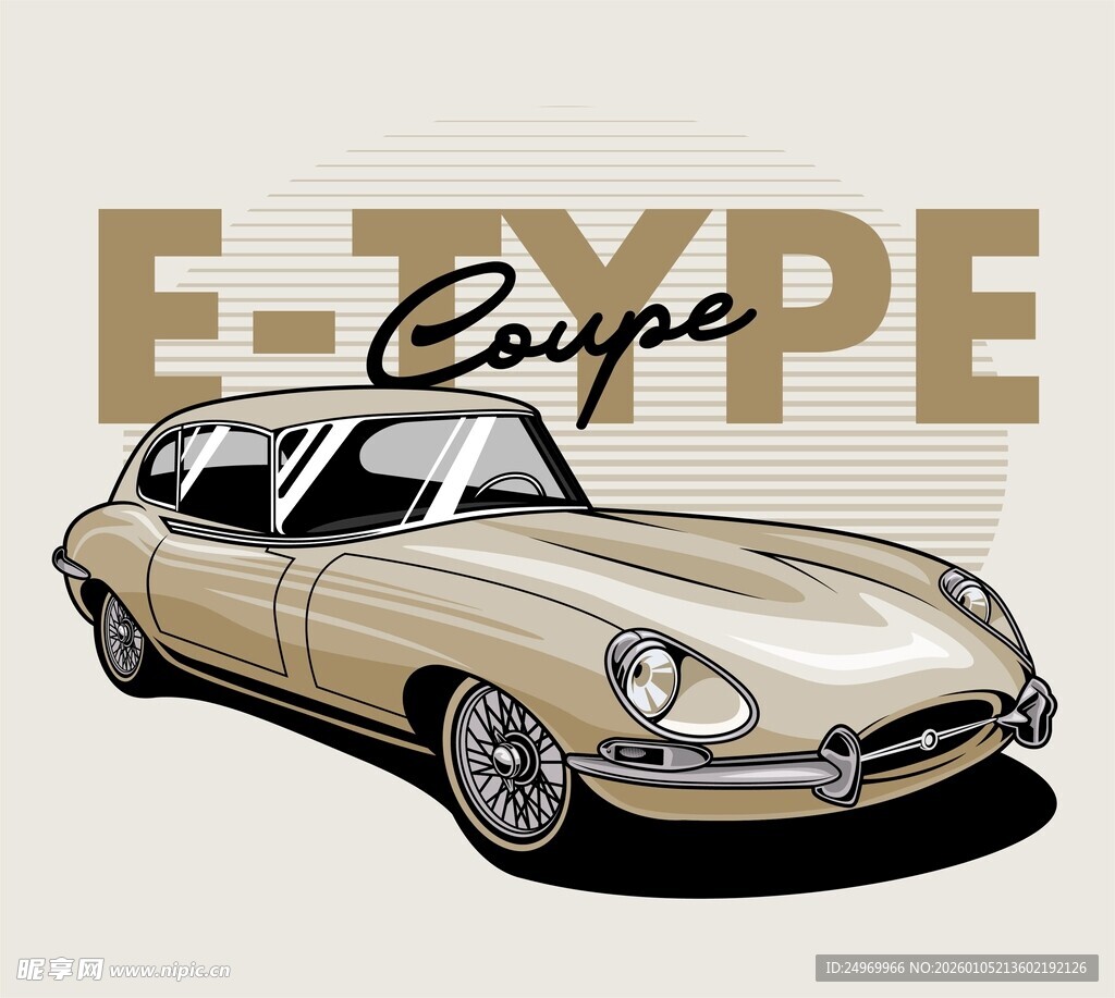 复古跑车插画