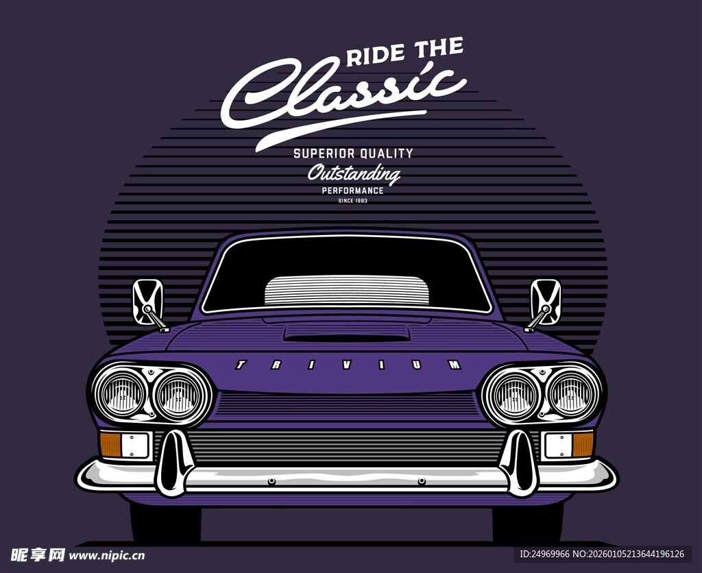 复古经典汽车正面展示