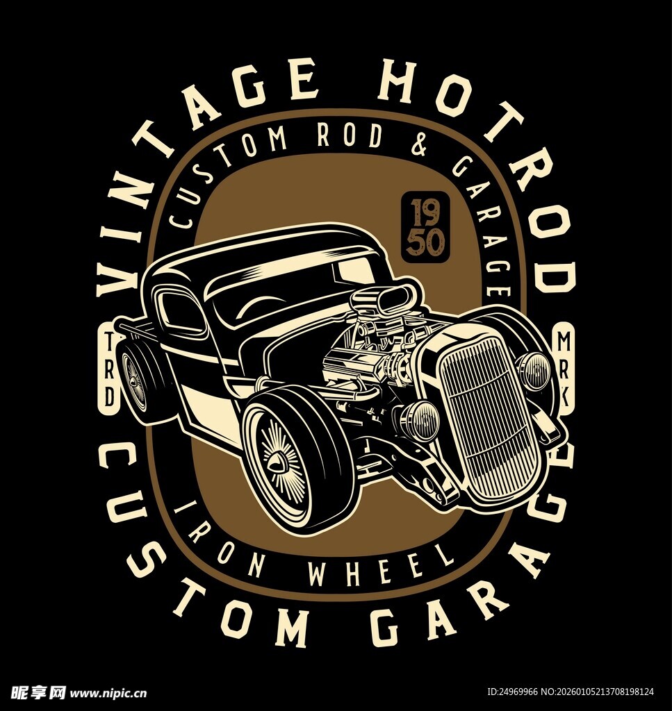 复古热棒汽车标志设计