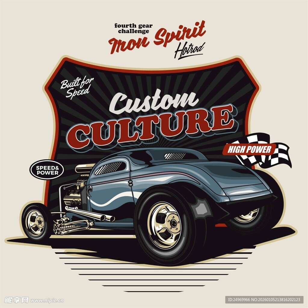 复古定制汽车文化海报