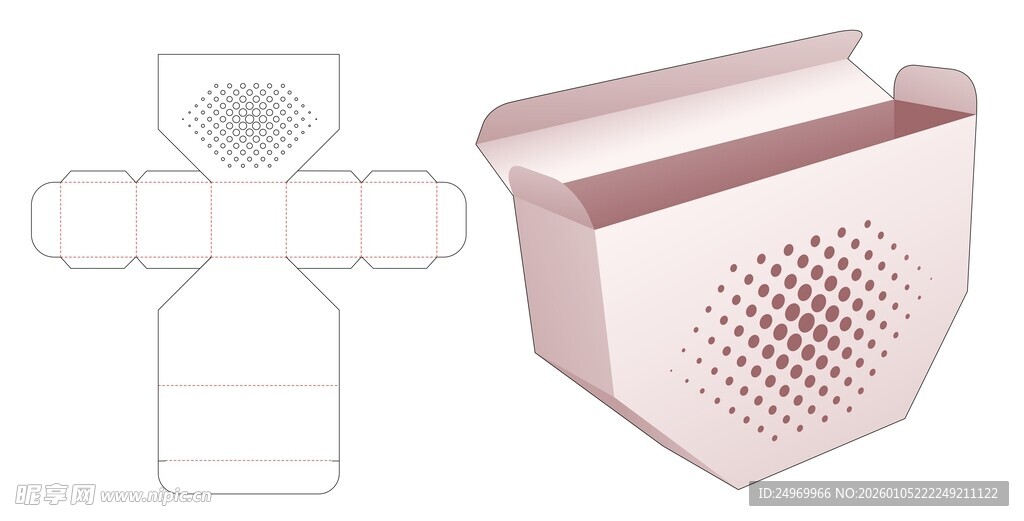 粉色镂空纸盒设计图