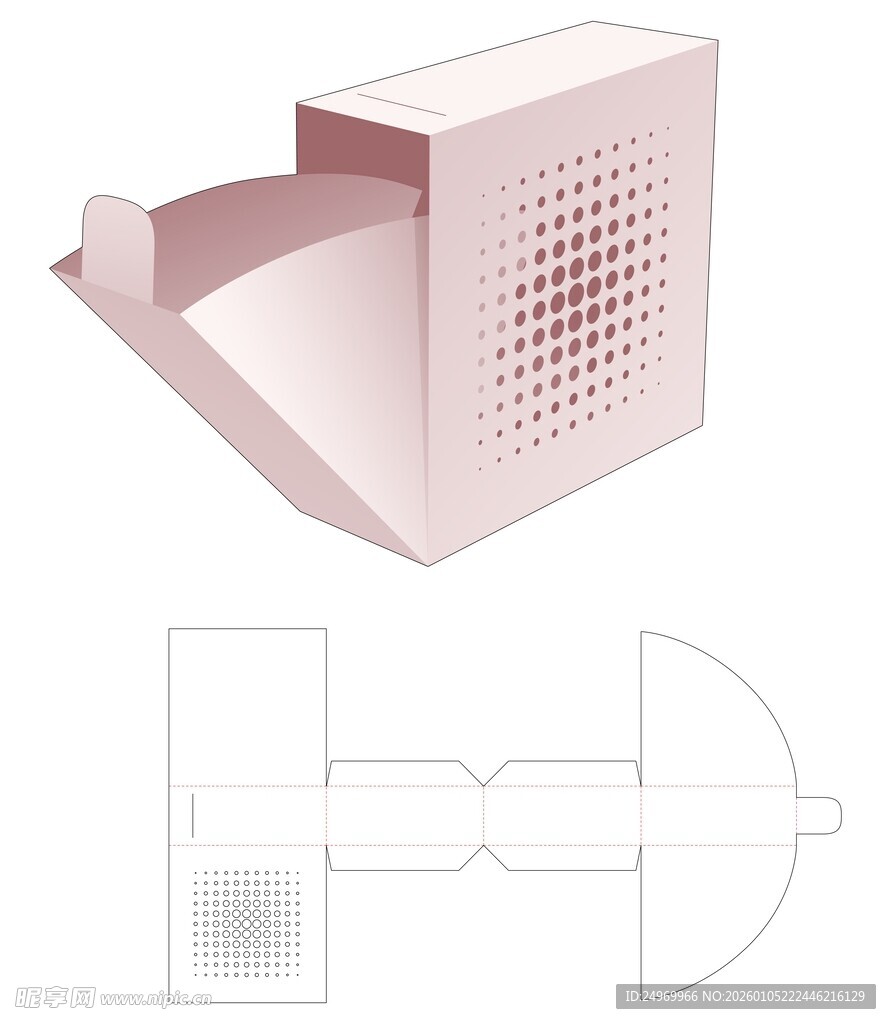 粉色镂空纸盒设计图