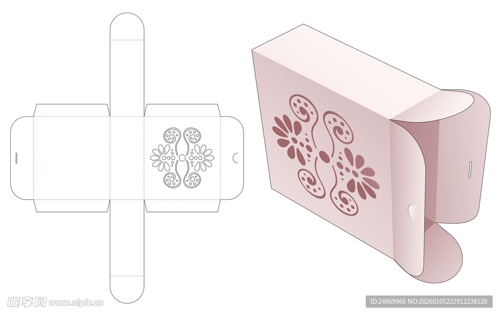 花朵图案纸巾盒设计图