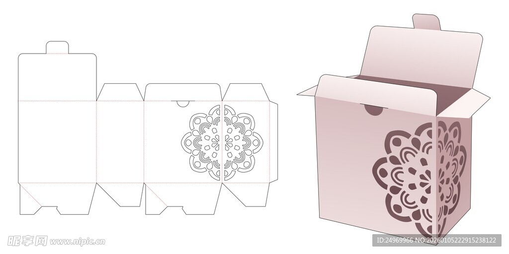 粉色雕花纸盒设计图