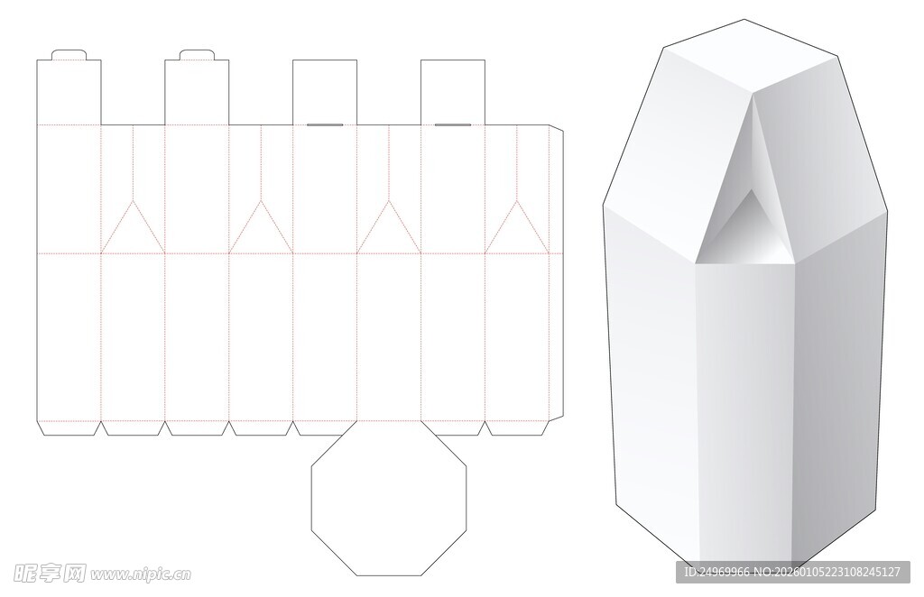 六边形包装盒展开图设计